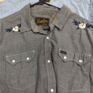 Howler Brothers Gray Western Embroidered Button-Up Shirt